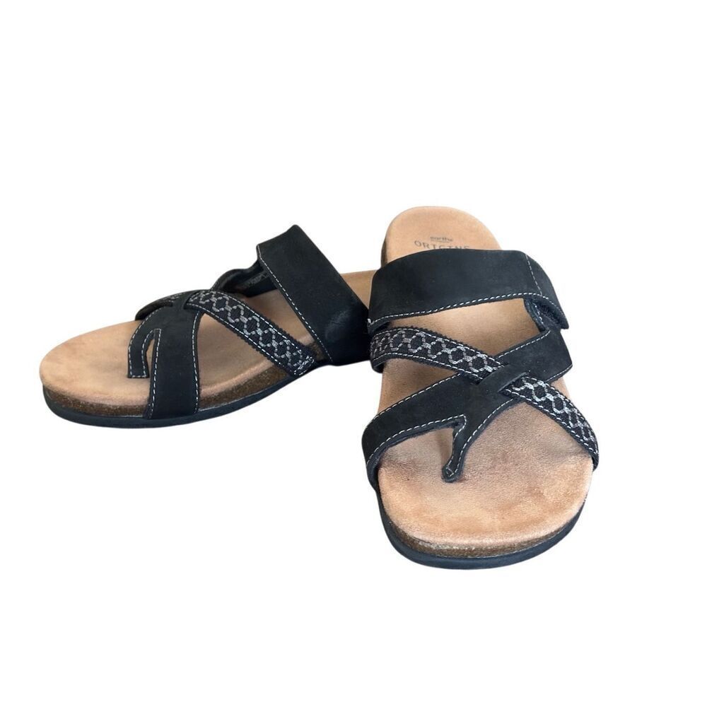 Earth Origins Ossi Black Adjustable Slides Sandals  Size 10